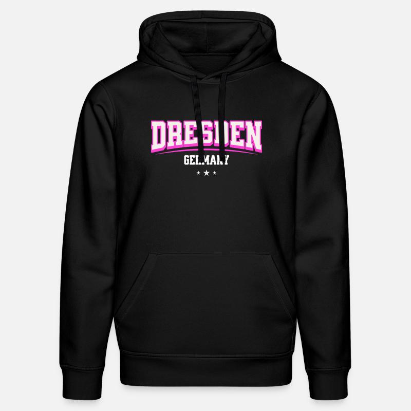 Dresden Retro Emblem Pink - Sweat à capuche bio DRUMMER Stanley/Stella Unisexe - noir