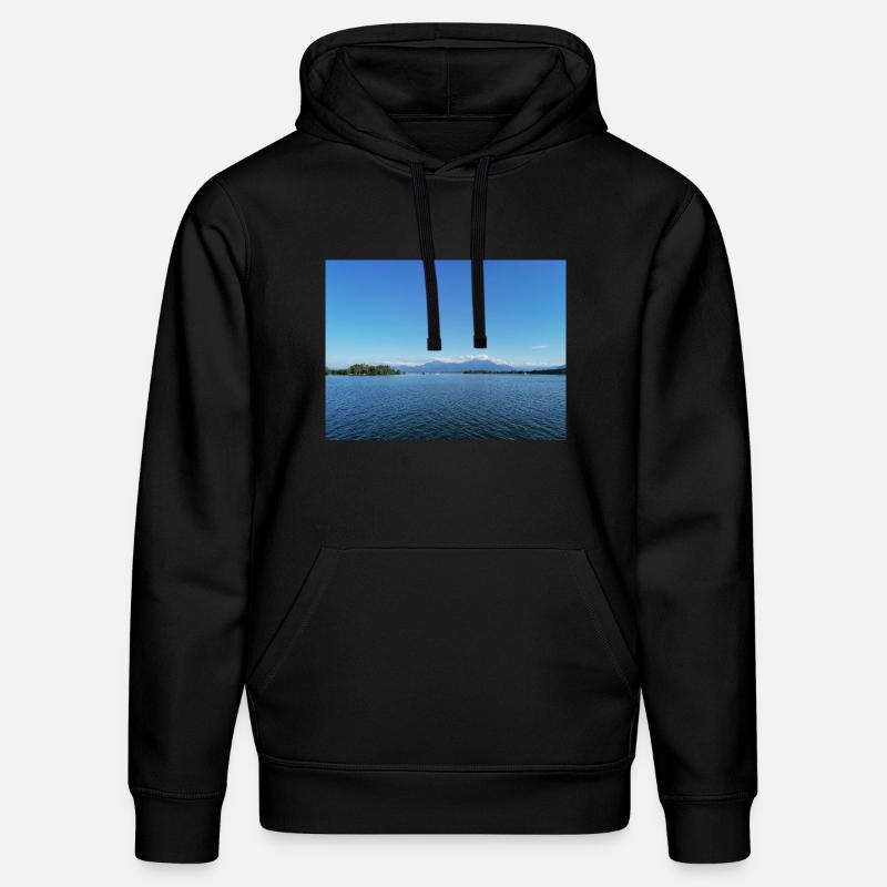 Blauer Bergsee und Bergpanorama - Stanley/Stella Unisex Bio-Hoodie DRUMMER  - Schwarz