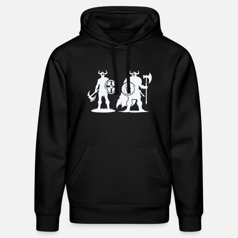 Wikinger-Duo: Schild & Beil im Schatten - Stanley/Stella Unisex Bio-Hoodie DRUMMER  - Schwarz
