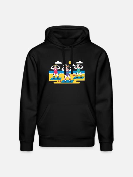 Cow Yoga Beach - Stanley/Stella DRUMMER Unisex Organic Hoodie - black