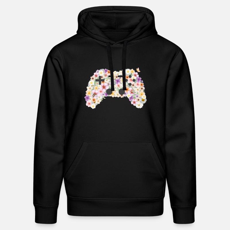 Floral Gamepad: Blütenkunst Controller - Stanley/Stella Unisex Bio-Hoodie DRUMMER  - Schwarz