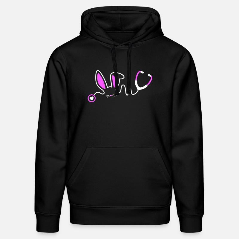 Stethoscope Bunny Whimsy - Stanley/Stella DRUMMER Unisex Organic Hoodie - black