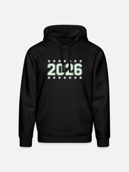 2026 Retro Block Font with Stars - Stanley/Stella DRUMMER Unisex Organic Hoodie - black