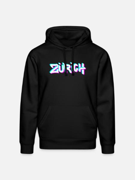 Zurich Neon Graffiti - Stanley/Stella DRUMMER Unisex Organic Hoodie - black