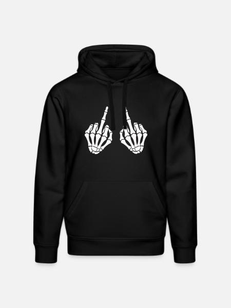 Skull hand_mittelfinger_2 - Stanley/Stella DRUMMER Unisex Organic Hoodie - black