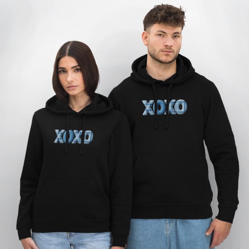 Look patchwork XOXO avec look tissu Sweat à capuche bio DRUMMER Stanley/Stella Unisexe