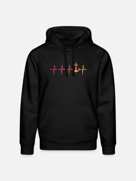 Anchor heartbeat marine captain boat - Stanley/Stella DRUMMER Unisex Organic Hoodie - black