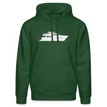 Yacht Silhouette Bateau à moteur - Sweat à capuche bio DRUMMER Stanley/Stella Unisexe - vert bouteille - Devant - Liana (172cm) & Jaron (178cm)