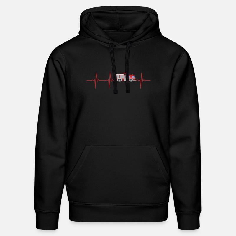 Pompier Heartbeat pompier - Sweat à capuche bio DRUMMER Stanley/Stella Unisexe - noir