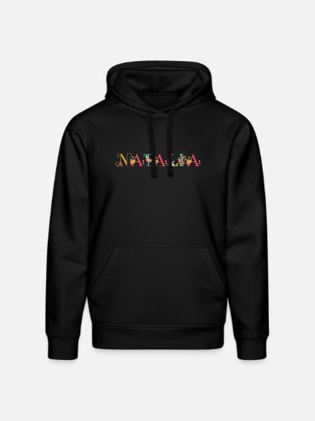 NATALIA naam versierd met bloemen - Stanley/Stella Uniseks bio-hoodie DRUMMER  - zwart