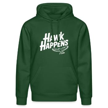Hawk Happens - Stanley/Stella DRUMMER Unisex Organic Hoodie - bottle green - Front - Liana (172cm) & Jaron (178cm)