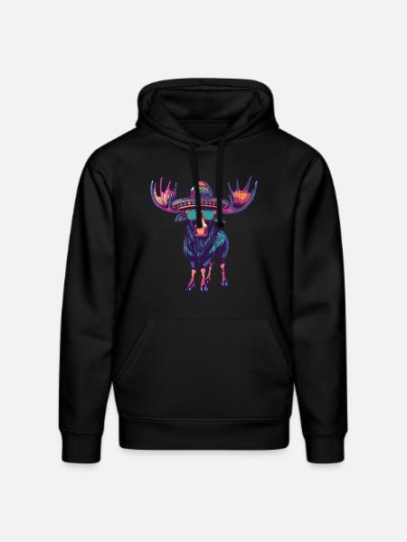 Elch Comic Lustig Sombrero - Stanley/Stella Unisex Bio-Hoodie DRUMMER  - Schwarz