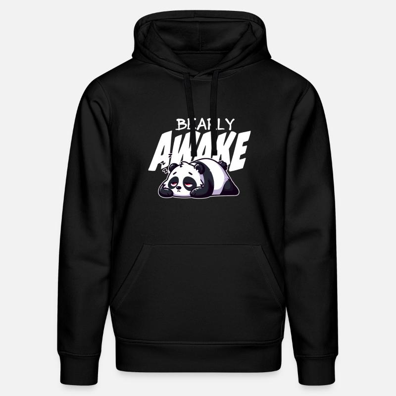 Bearly Awake Panda Illustration - Sweat à capuche bio DRUMMER Stanley/Stella Unisexe - noir