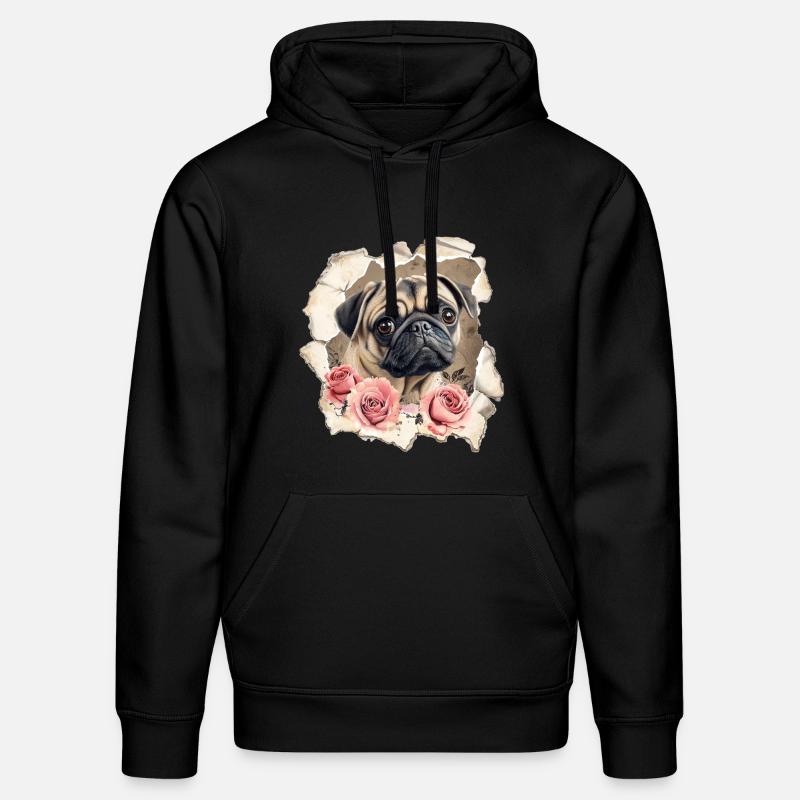 Carlin aux roses - Sweat à capuche bio DRUMMER Stanley/Stella Unisexe - noir