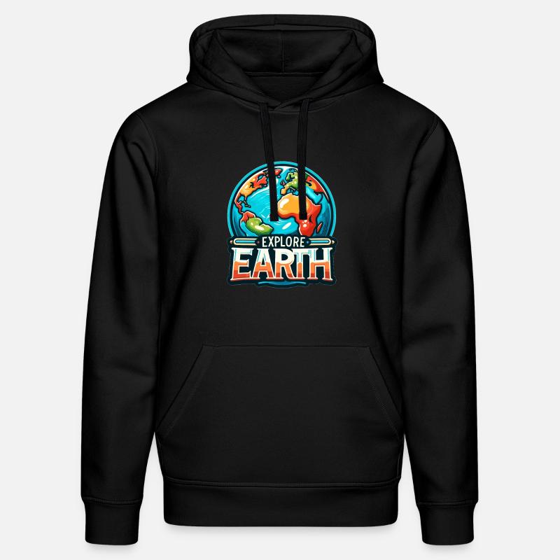 Explore Earth - Erde Illustration - Stanley/Stella Unisex Bio-Hoodie DRUMMER  - Schwarz
