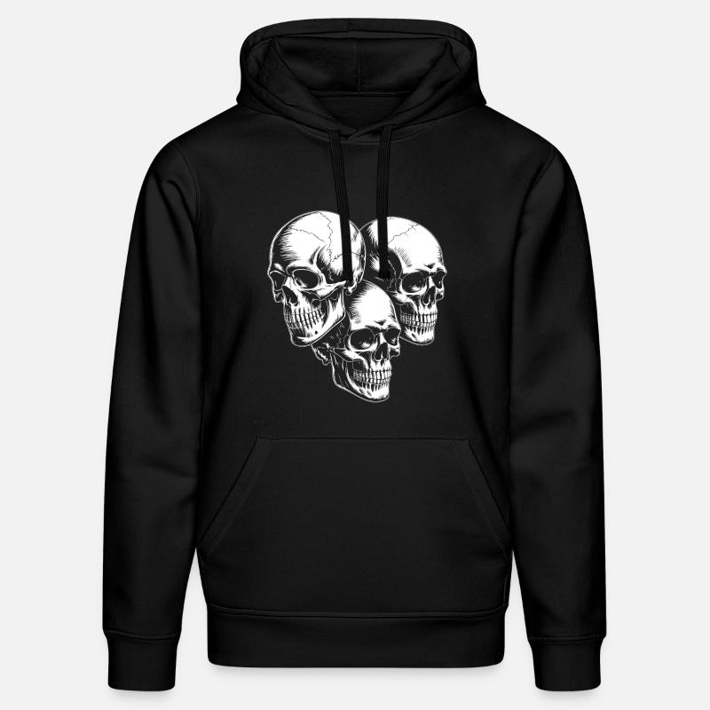 Silhouette du Triple Crâne - Sweat à capuche bio DRUMMER Stanley/Stella Unisexe - noir