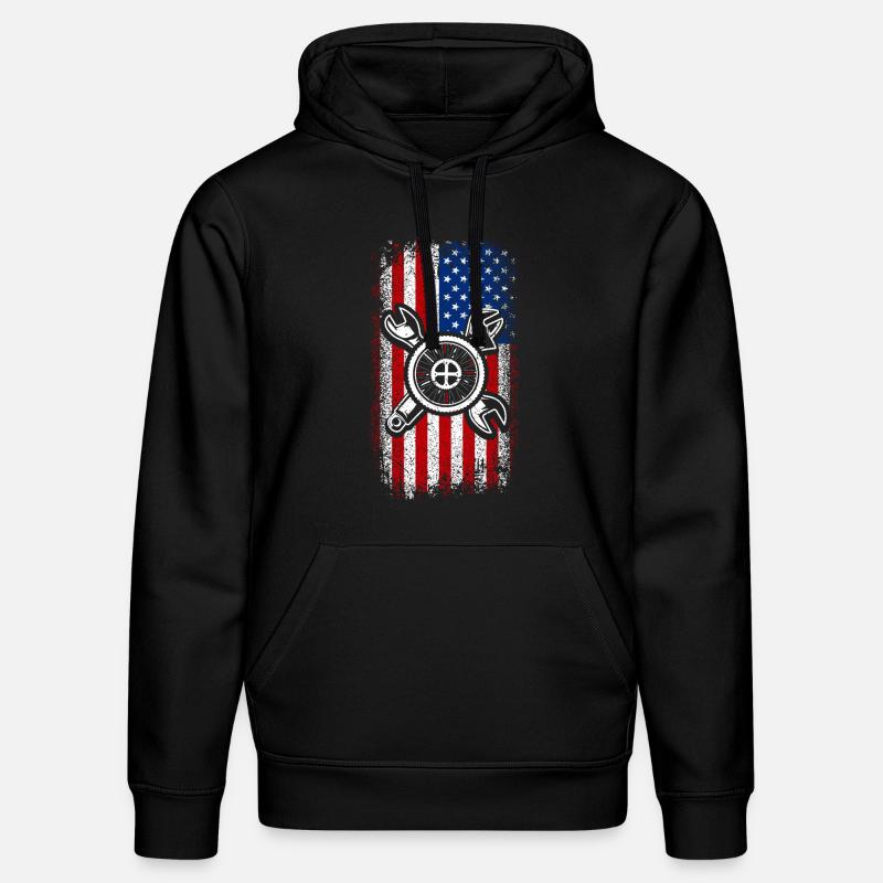 Usa drapeau américain vélo mecahnic - Sweat à capuche bio DRUMMER Stanley/Stella Unisexe - noir