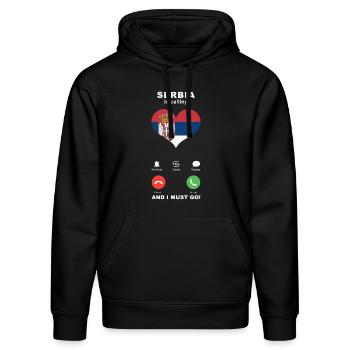Serbien is calling Serbien Herz Souvenir - Stanley/Stella Unisex Bio-Hoodie DRUMMER  - Schwarz - Vorne - Marisol (170cm) & Nik (191cm)