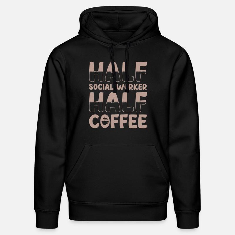 Halb Sozialarbeiter Halb Kaffee - Stanley/Stella Unisex Bio-Hoodie DRUMMER  - Schwarz
