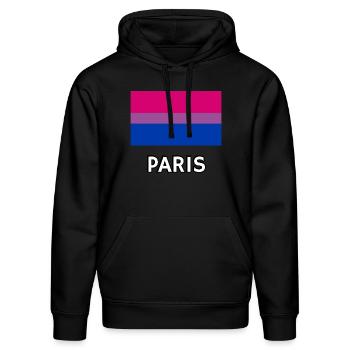 Drapeau Bi Pride Paris - Sweat à capuche bio DRUMMER Stanley/Stella Unisexe - noir - Devant - Marisol (170cm) & Nik (191cm)
