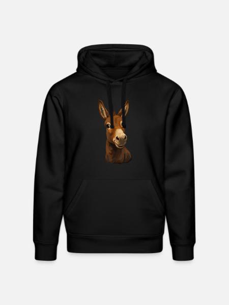 Funny Donkey Look Cartoon - Stanley/Stella DRUMMER Unisex Organic Hoodie - black