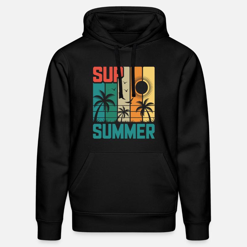 SUP summer - Palmen & Strand - Stanley/Stella Unisex Bio-Hoodie DRUMMER  - Schwarz