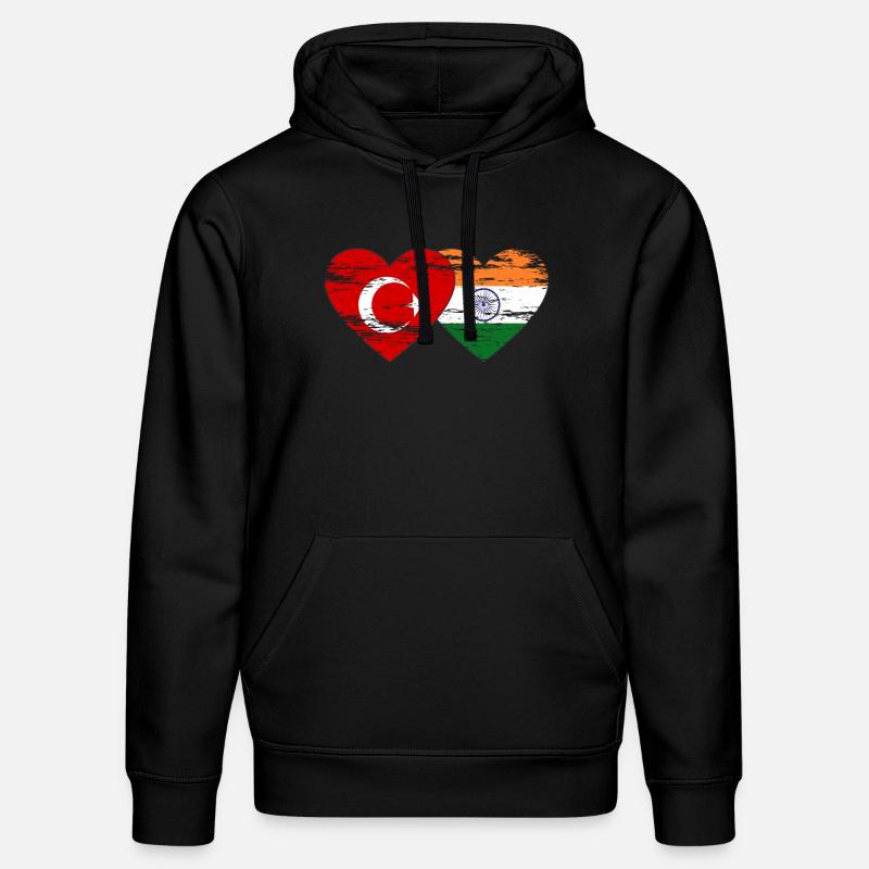 Turquie Inde Drapeau Coeur Utilisé - Sweat à capuche bio DRUMMER Stanley/Stella Unisexe - noir