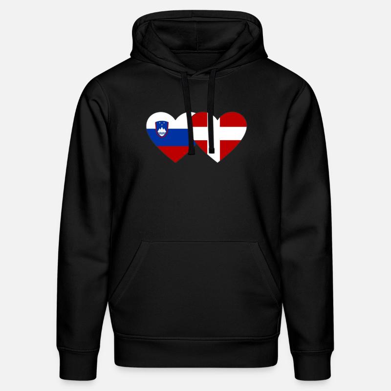 Slovénie Danemark Drapeau Coeur - Sweat à capuche bio DRUMMER Stanley/Stella Unisexe - noir