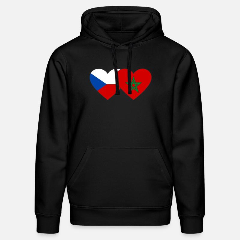 République tchèque Maroc Drapeau Coeur - Sweat à capuche bio DRUMMER Stanley/Stella Unisexe - noir