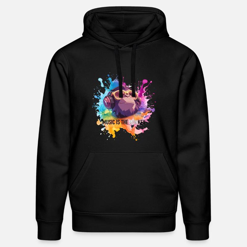 Musik ist der Monkey Wortwitz - Stanley/Stella Unisex Bio-Hoodie DRUMMER - Schwarz