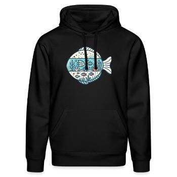 Fisch - Stanley/Stella Unisex Bio-Hoodie DRUMMER  - Schwarz - Vorne - Marisol (170cm) & Nik (191cm)