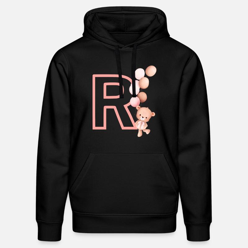 Lettre r rose ours - Sweat à capuche bio DRUMMER Stanley/Stella Unisexe - noir