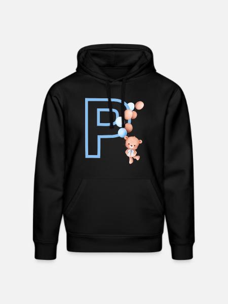 Blauer Buchstabe P Bär - Stanley/Stella Unisex Bio-Hoodie DRUMMER  - Schwarz
