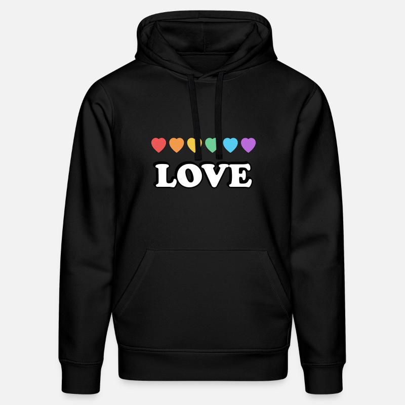 Love Rainbow Hearts - Stanley/Stella DRUMMER Unisex Organic Hoodie - black