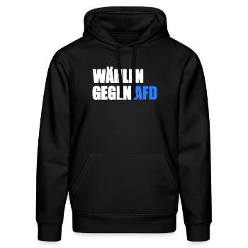 Wählen gegen afd - Stanley/Stella Unisex Bio-Hoodie DRUMMER  - Schwarz - Vorne - Marisol (170cm) & Nik (191cm)
