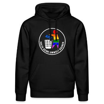 Fck afd - halte deine umwelt sauber - Stanley/Stella Unisex Bio-Hoodie DRUMMER  - Schwarz - Vorne - Marisol (170cm) & Nik (191cm)