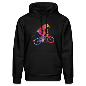 BMX Bunte Farbe Grafik Biker Freestyle Racing - Stanley/Stella Unisex Bio-Hoodie DRUMMER  - Schwarz - Vorne - Marisol (170cm) & Nik (191cm)