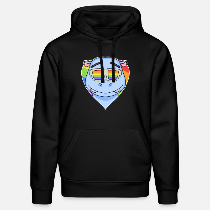 Arc-en-ciel - Hippopotame avec lunettes - Sweat à capuche bio DRUMMER Stanley/Stella Unisexe - noir