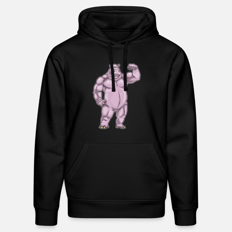 Hippopotame Bodybuilder Musculation - Sweat à capuche bio DRUMMER Stanley/Stella Unisexe - noir
