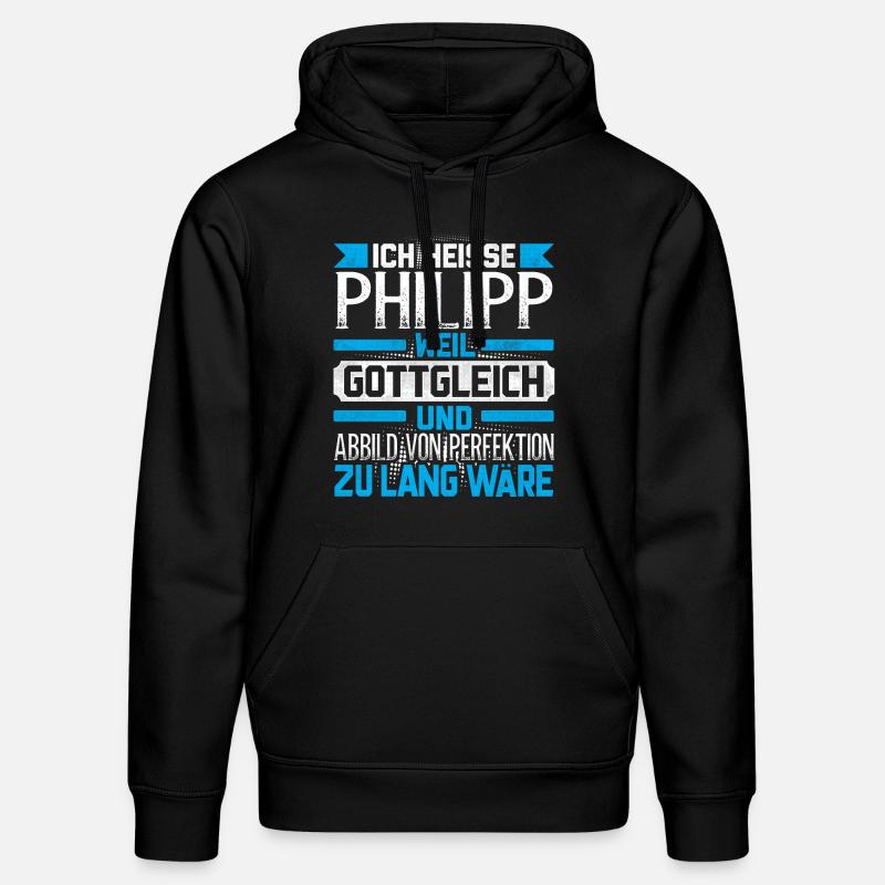 PHILIPP - Gottgleich Geschenk - Stanley/Stella Unisex Bio-Hoodie DRUMMER  - Schwarz