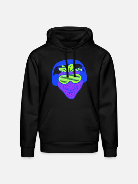 Jordbær DJ Frugt Ansigt Grins Party Club Musik - Stanley/Stella DRUMMER økologisk unisex-hoodie - sort