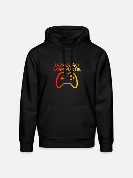 40th birthday level 40 complete - Stanley/Stella DRUMMER Unisex Organic Hoodie - black