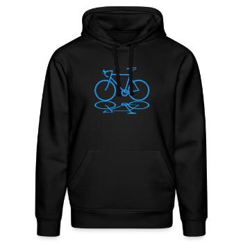 Vélo de route Bleu Néon avec Réflexion - Sweat à capuche bio DRUMMER Stanley/Stella Unisexe - noir - Devant - Marisol (170cm) & Nik (191cm)