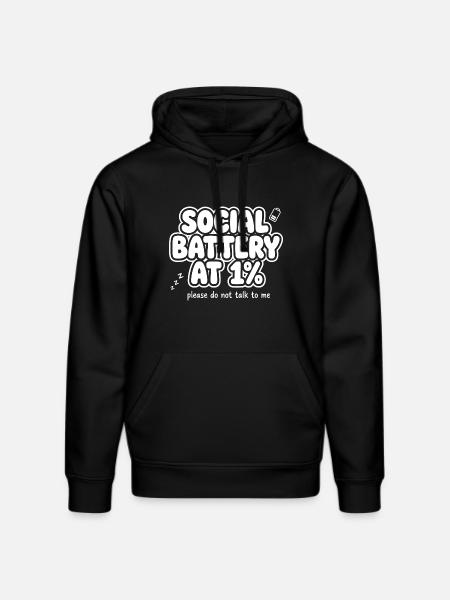 Social Battery at One Percent - Stanley/Stella DRUMMER Unisex Organic Hoodie - black