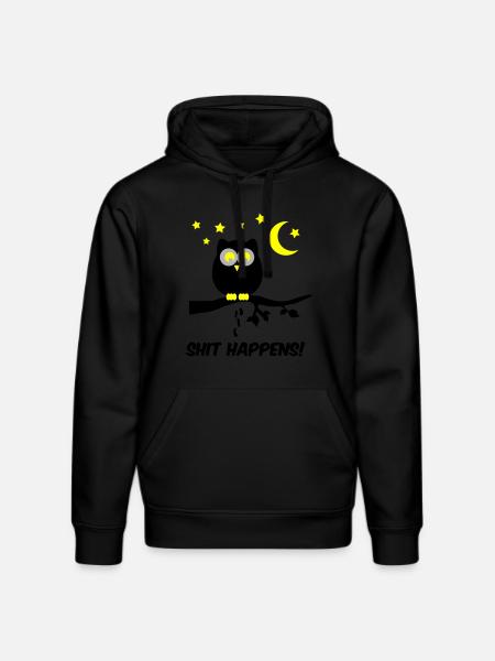Owl Shit Happens 02 - Stanley/Stella DRUMMER Unisex Organic Hoodie - black