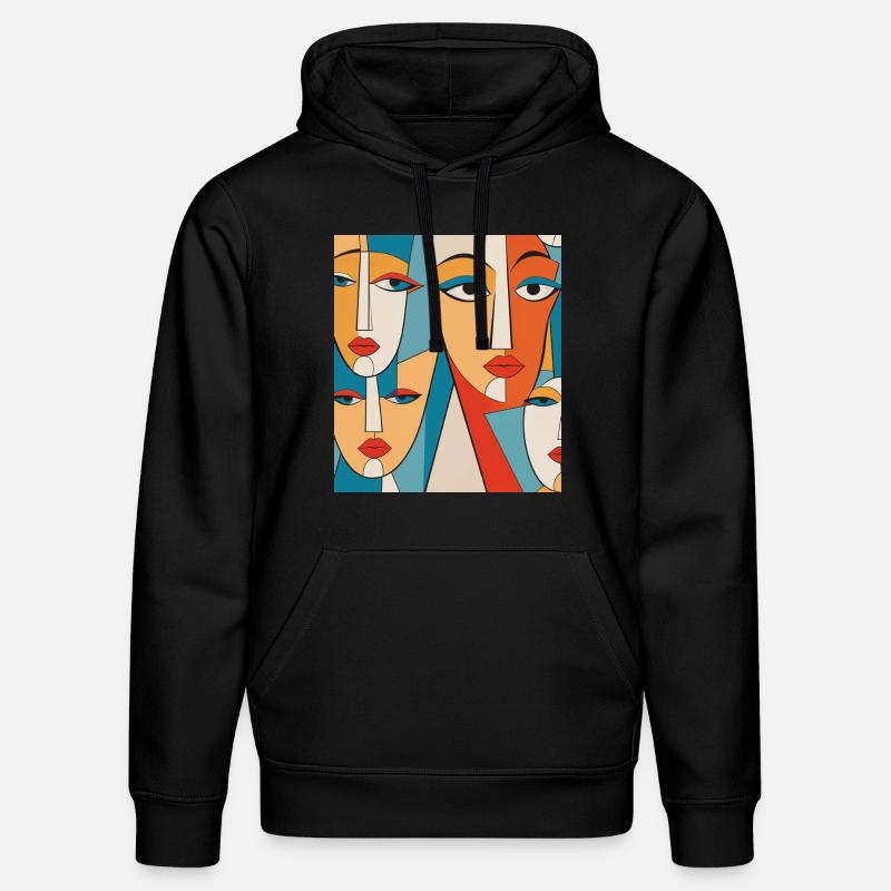 Visages abstraits - Sweat à capuche bio DRUMMER Stanley/Stella Unisexe - noir