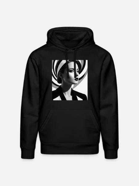 Op-art portrait - Stanley/Stella DRUMMER Unisex Organic Hoodie - black
