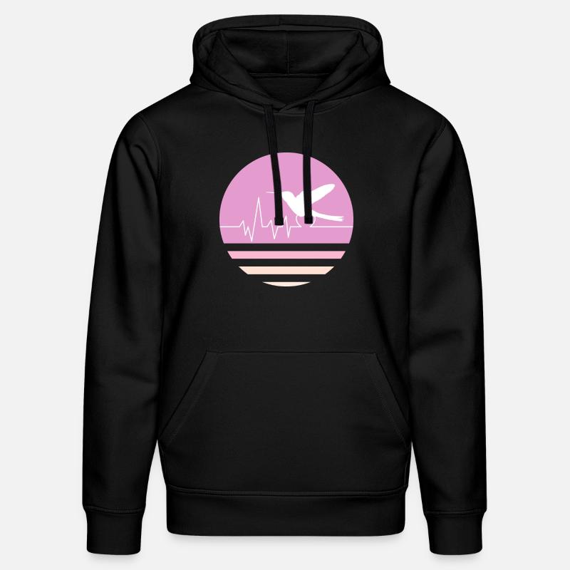Colibri rose pastel - Sweat à capuche bio DRUMMER Stanley/Stella Unisexe - noir