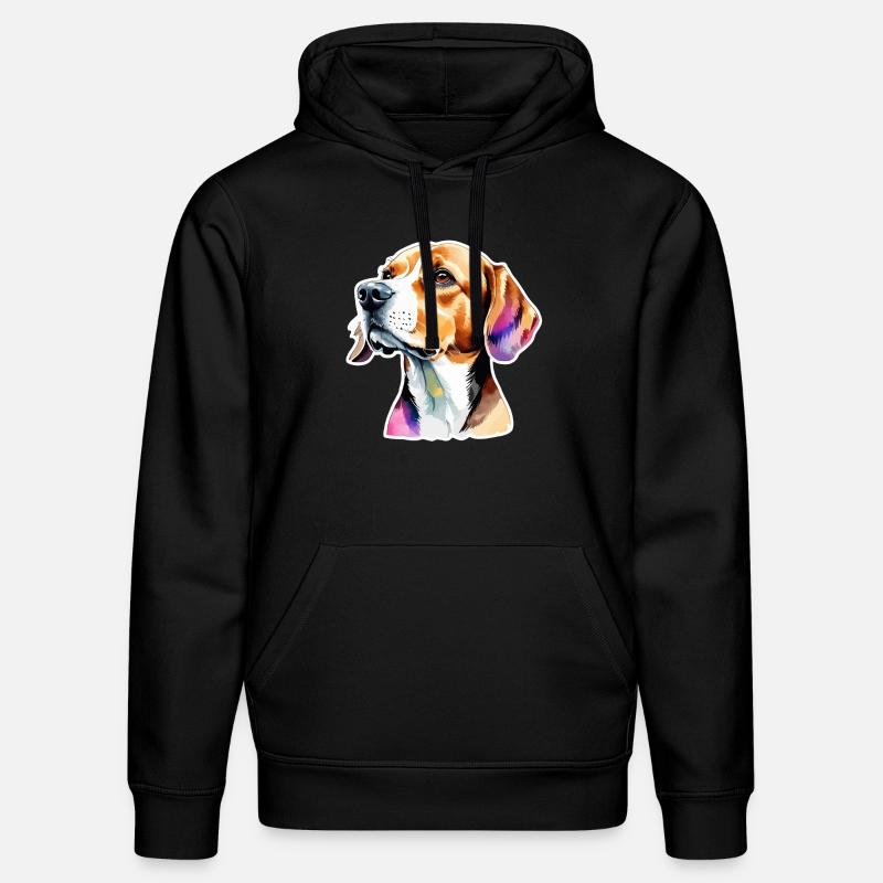 Beagle Wasserfarben - Stanley/Stella Unisex Bio-Hoodie DRUMMER  - Schwarz