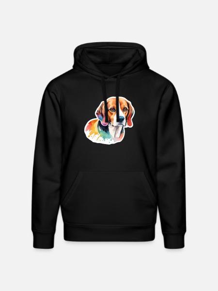 Beagle Wasserfarben - Stanley/Stella Unisex Bio-Hoodie DRUMMER - Schwarz